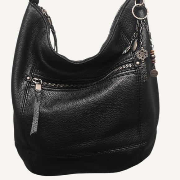 The Sak Sequoia Leather Hobo Shoulder Bag Black with Charms Retail $199 - Picture 7 of 16